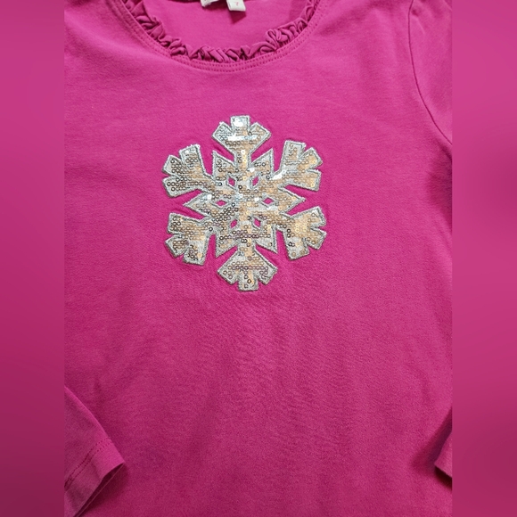 Jona Michelle Girls Pink Snowflake Long Sleeve Crewneck Top Size 7 - Picture 2 of 12